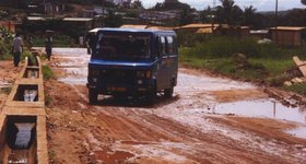 After it rained, and it rained a lot, the roads were almost impassable.