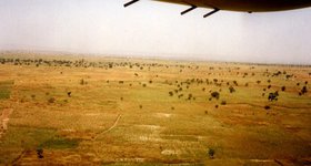 Landing in Bamako. I flew on a Ghana Air Force F27, because Ghana Airways cancelled their plane.