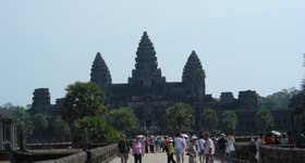 Walking over the causeway.