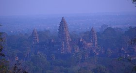 Looking down on Angkor Wat at sunset.