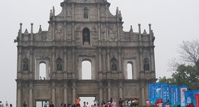 The ruins of St. Paul's. And also: Olympic Torch advertising!