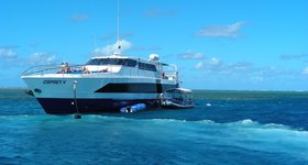 We went snorkeling on the Great Barrier Reef. This was our boat.